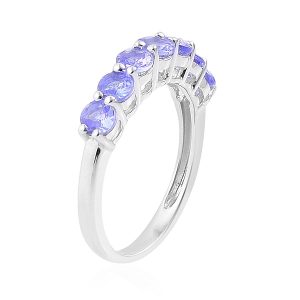 Tanzanite (Rnd) 7 Stone Ring in Platinum Overlay Sterling Silver 1.250 Ct.
