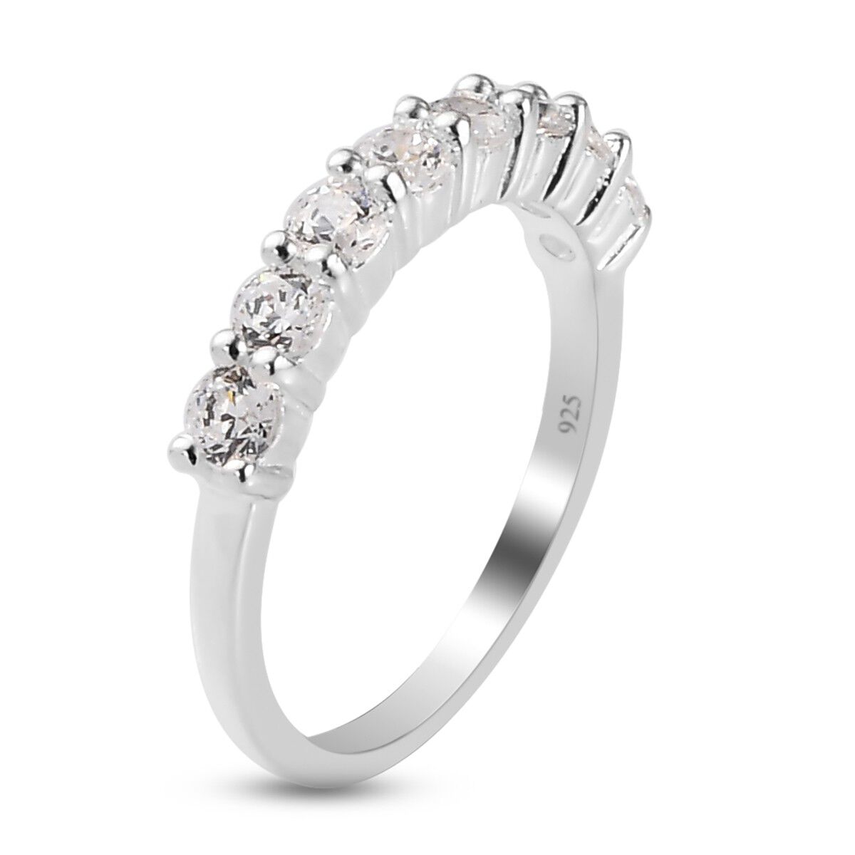 Lustro Stella - Sterling Silver Half Eternity Ring Made with Finest CZ 1.450 Ct.