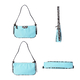 Hobo Handbag Leopard Pattern Border and Handle with Shoulder Strap (Size 24x14x5cm) - Mint Blue
