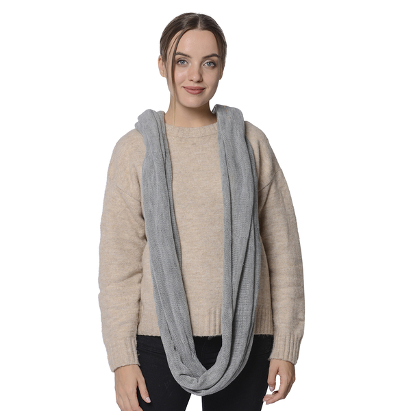Designer Inspired-Grey Colour Infinity Scarf (Size 77x70 Cm)