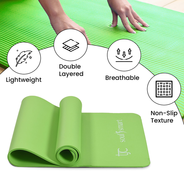 NBR Yoga Mat with Strap (188x61x1.27 Cm) - Lime Green