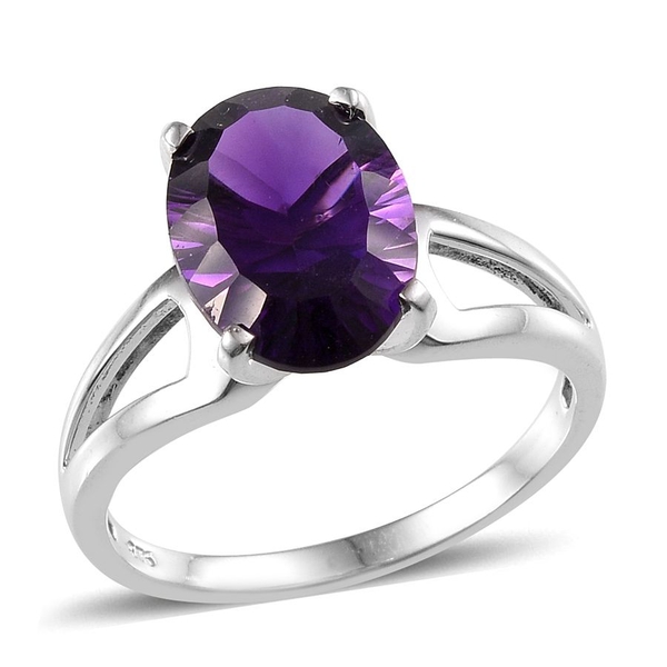 Amethyst (Ovl) Solitaire Ring in Platinum Overlay Sterling Silver 5.250 Ct.