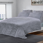 Premium 3 Piece Bedding Set - Faux Fur Blanket (Size 225x220 Cm) and 2 Pillow Cases (Size 70x50 Cm) 