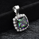 ELANZA Simulated Mystic Topaz and Simulated Diamond Pendant in Rhodium Overlay Sterling Silver