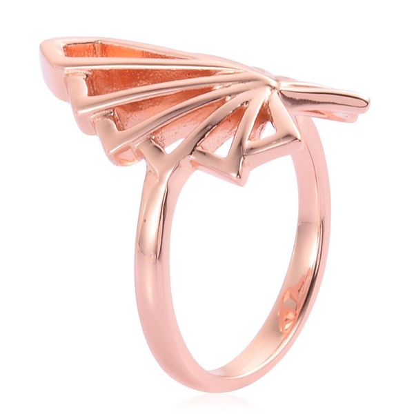 LucyQ Art Deco Ring in Rose Gold Overlay Sterling Silver 4.96 Gms.