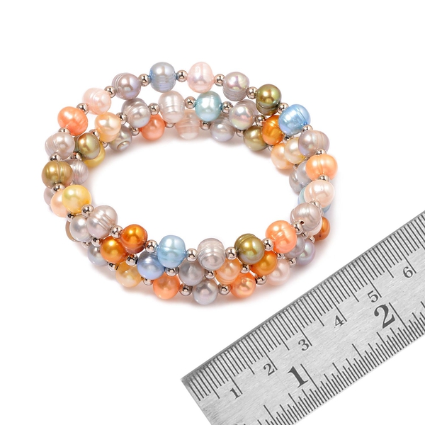 Fresh Water Multi Colour Pearl Bracelet (Size 7.5) 122.050 Ct.