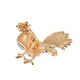 White and Black Austrian Crystal Enamelled Rooster Brooch in Gold Tone