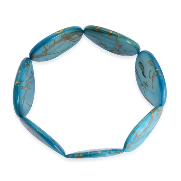 Blue Shell Necklace (Size 30) and Stretchable Bracelet (Size 7.50) 150.000 Ct.