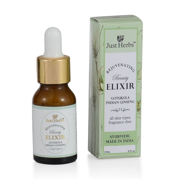 Just Herbs Aloevera Facial Massage Gel (100g) and Gotukola-Indian Ginseng Rejuvenating Beauty Elixir (Oily) (15ml)