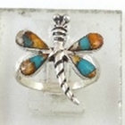 Santa Fe Collection - Spiny Turquoise Dragonfly Ring (Size W) in Rhodium Overlay Sterling Silver