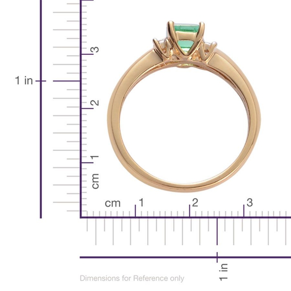 ILIANA 18K Yellow Gold 1 Carat Boyaca Colombian Emerald, Diamond Ring.