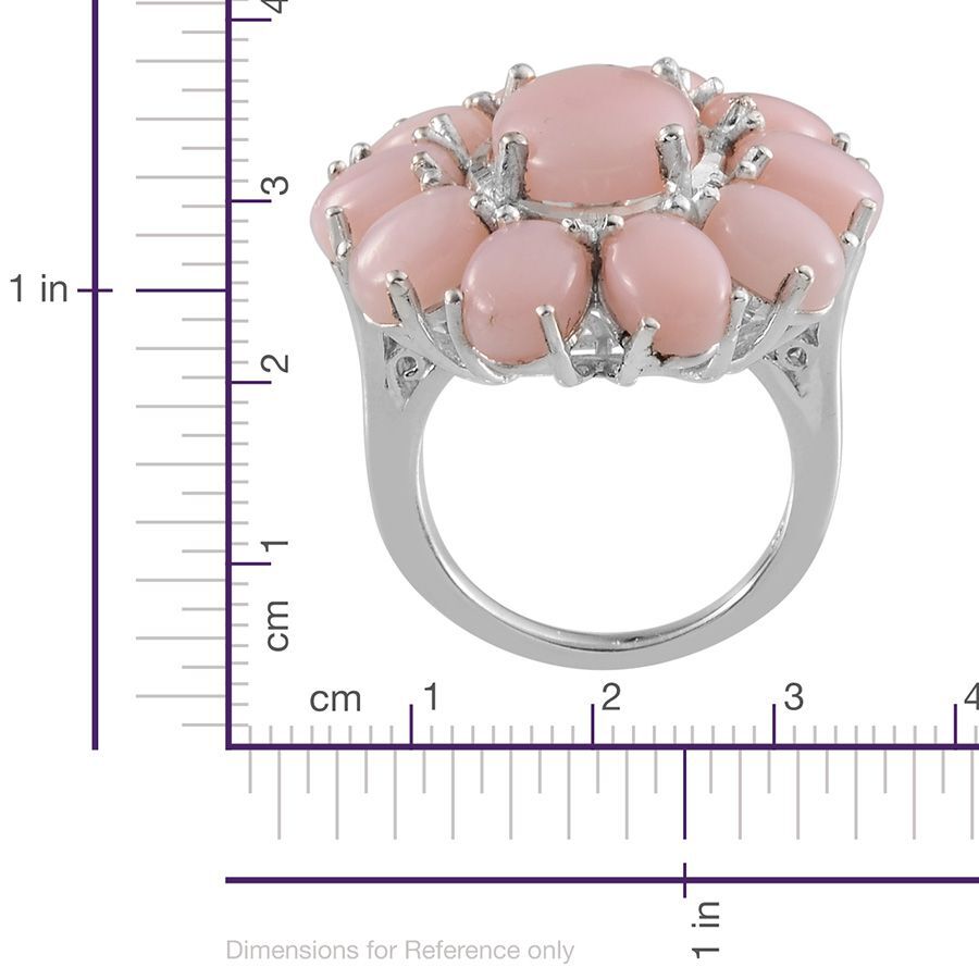 Peruvian Pink Opal (Ovl 2.75 Ct) Floral Ring in Platinum Overlay Sterling Silver 10.250 Ct.