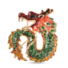 Dragon Enamelled Brooch in Yellow Gold Tone