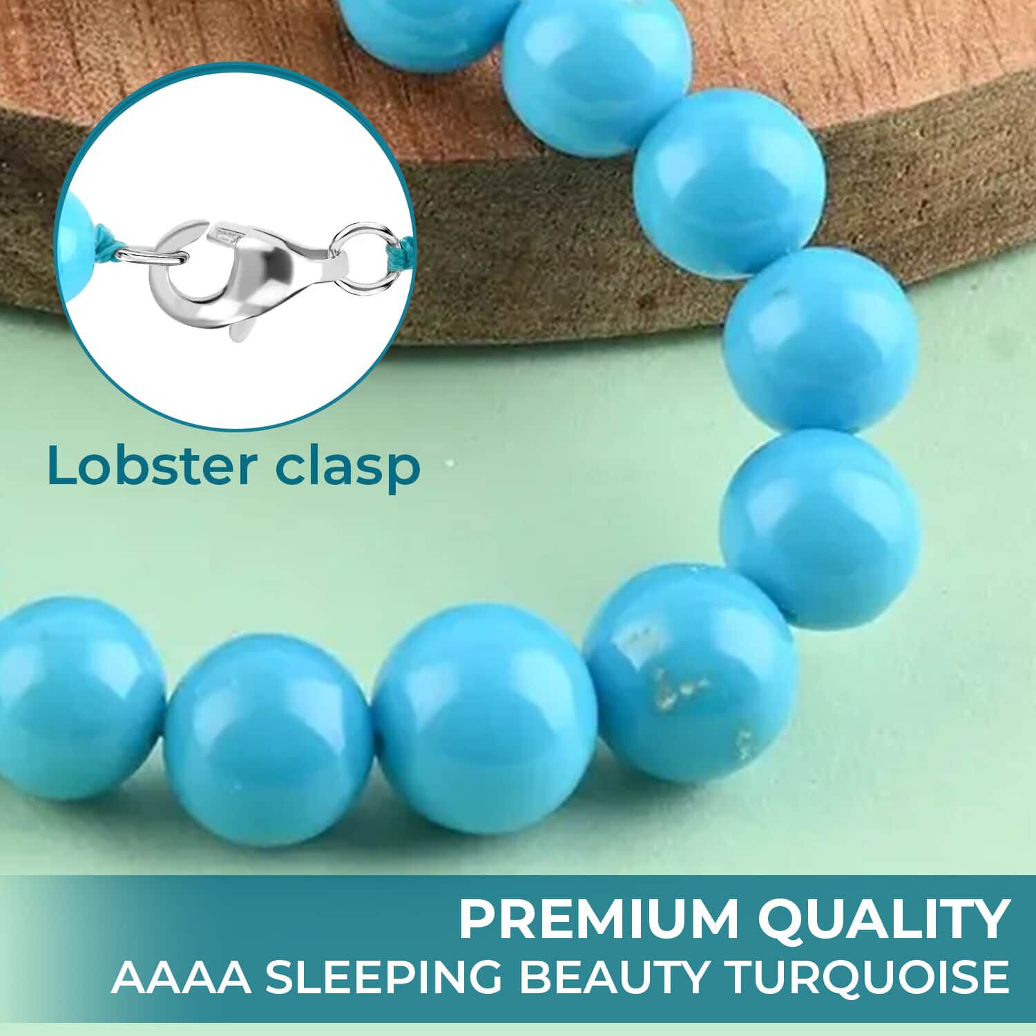 950 Platinum  AAA  Sleeping Beauty Turquoise  Necklace (Size - 18) 130.00 pc,  Platinum Wt. 0.43 Gms  130.000  Ct.