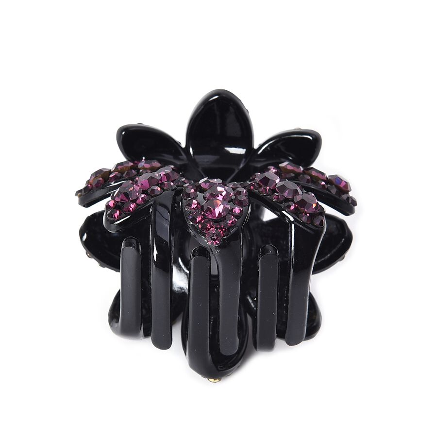 Crystal Studded Small Hair Claw Clip Dark Purple 3480236 TJC