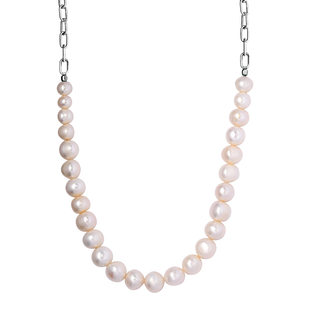 Freshwater Pearl Necklace (Size - 20) in Silver Tone