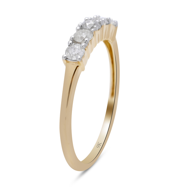 9K Yellow Gold White Diamond Ring in Rhodium Overlay 0.50 ct, Gold Wt. 1.92 Gms 0.500 Ct.