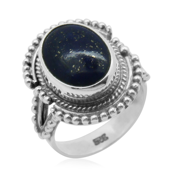 Royal Bali Collection Lapis Lazuli (Ovl) Solitaire Ring in Sterling Silver 4.400 Ct.