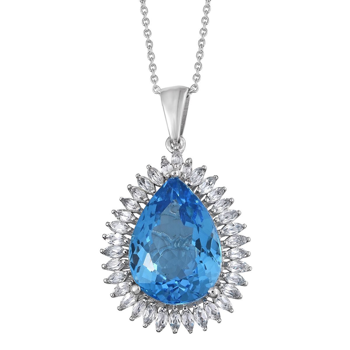 TJC Launch - Marambaia Topaz (Very Rare Size Pear 22X16), White Topaz Pendant with Chain (Size 18) i