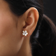 Designer Inspired - Diamond (Rnd) Floral Enamelled Earrings (with Push Back) in 14K Gold Overlay Sterling Silver