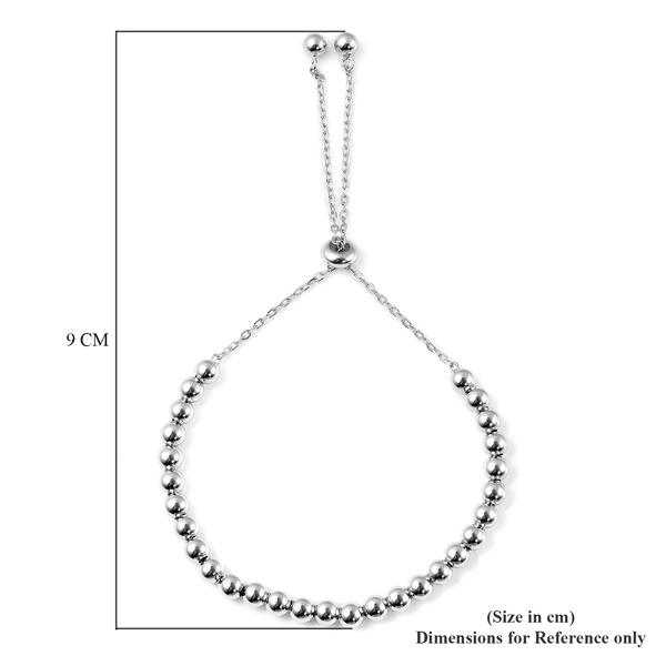 Rhodium Overlay Sterling Silver Adjustable Bracelet (Size 6.5-8)