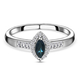 Natural Monte Belo Indicolite and Natural Cambodian Zircon Ring in Platinum Overlay Sterling Silver