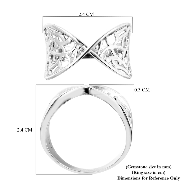 LucyQ Rhodium Overlay Sterling Silver Filigree Ring