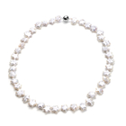Baroque White Pearl Star Necklace (Size 20 with Magnetic Lock) in Rhodium Overlay Sterling Silver