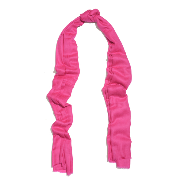 Limited Available -100% Cashmere Wool Hot Pink Colour Shawl with Fringes (Size 200X70 Cm)