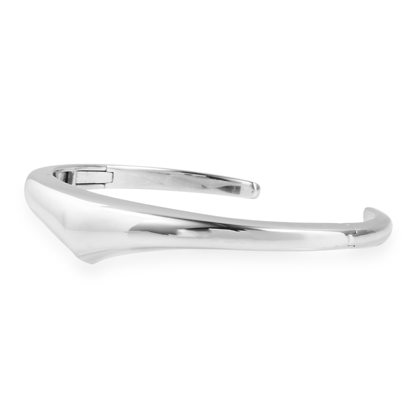 LucyQ Pebble Collection - Cuff Bangle (Size 7) in Rhodium Overlay Sterling Silver, Silver wt 30.92