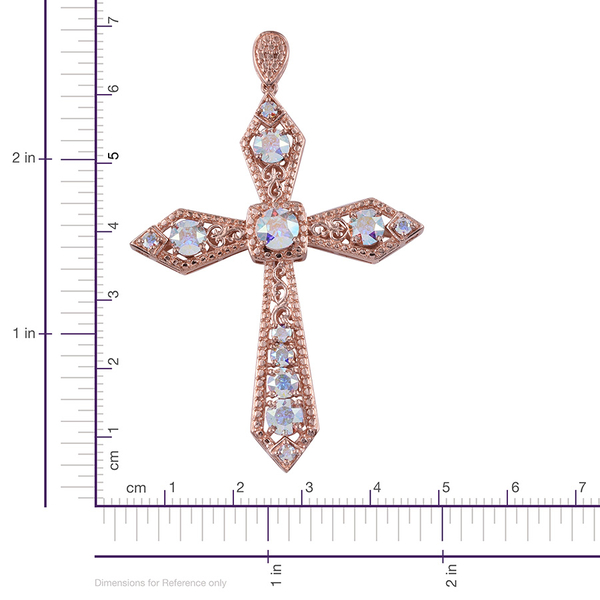 - AB Crystal (Rnd) Cross Pendant in ION Plated 18K Rose Gold Bond