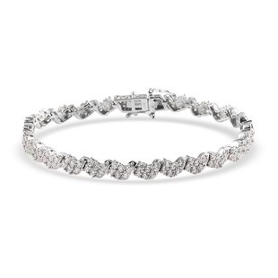 Lustro Stella Platinum Over Sterling Silver Tennis Bracelet (Size 7.5) Made with Finest CZ 6.60 Ct, 