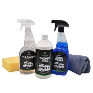 Caiman Leisure Pack 3 - Waterless Wash & Wax - Black Streak Remover - Acrylic Window Cleaner (Includ