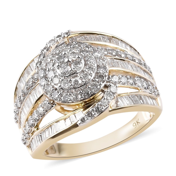 Signature Collection 2 Carat Diamond Cluster Ring in 9K Gold SGL Certified I2 I3 GH