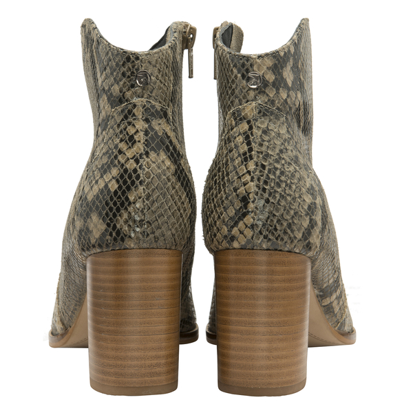 Ravel Snake Print Foxton Leather Heeled Ankle Boots