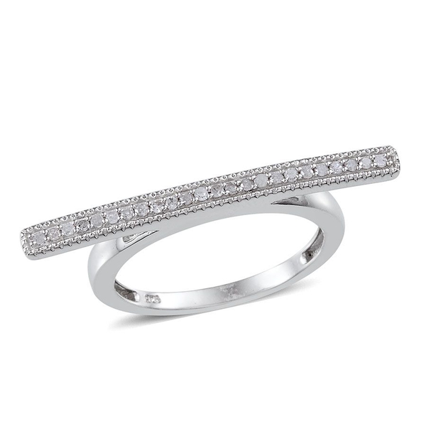 Diamond (Rnd) Ring in Platinum Overlay Sterling Silver 0.168 Ct.