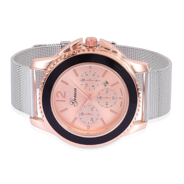 GENOA Japanese Movement Rose Gold Colour Dial Water Resistant Watch in Rose Gold Tone with Stainless Steel Back and Chain Strap