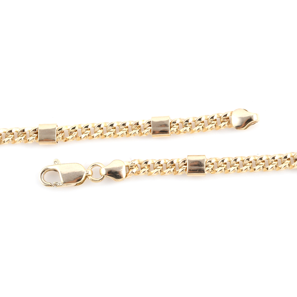 Italian Made- One Time Close Out Deal- 9K Yellow Gold Station Curb Bracelet (Size - 7.5) with Lobster Clasp, Gold Wt. 3.00 Grams
