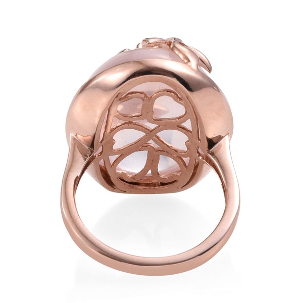 Kimberley Wild at Heart Collection Rose Quartz (Ovl 30.00 Ct), Natural Cambodian Zircon Ring in Rose Gold Overlay Sterling Silver 30.010 Ct.