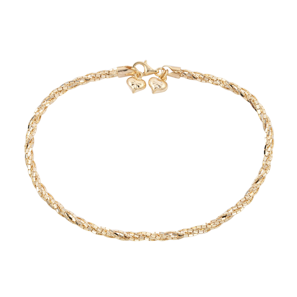 Close Out Deal - 9K Yellow Gold Mirror Popcorn Twisted Rope Bracelet (Size - 7.5) With Lobster Clasp