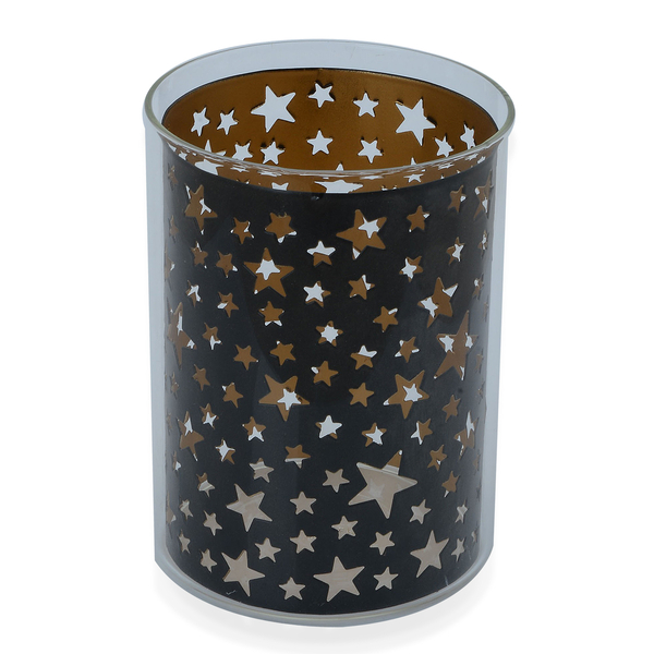 Home Decor - Black Colour Star Pattern Glass Candle Holder