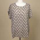 Nova of London Printed Tunic Top with Gold Foil Detail(Size:S/M, 61x68Cm) - Navy and Beige