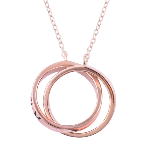 Rose Gold Overlay Sterling Silver Interlocking Ring Necklace (Size 18), Silver wt 4.45 Gms.