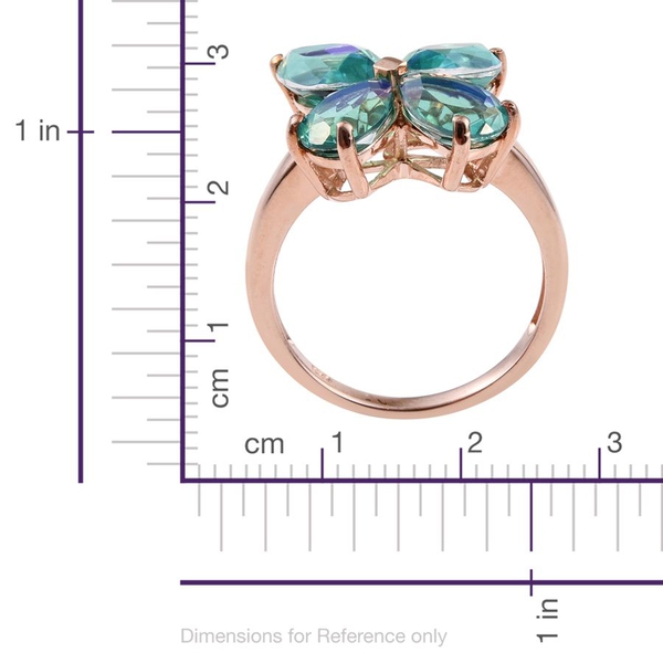 Peacock Quartz (Pear) Butterfly Ring in Rose Gold Overlay Sterling Silver 5.500 Ct.
