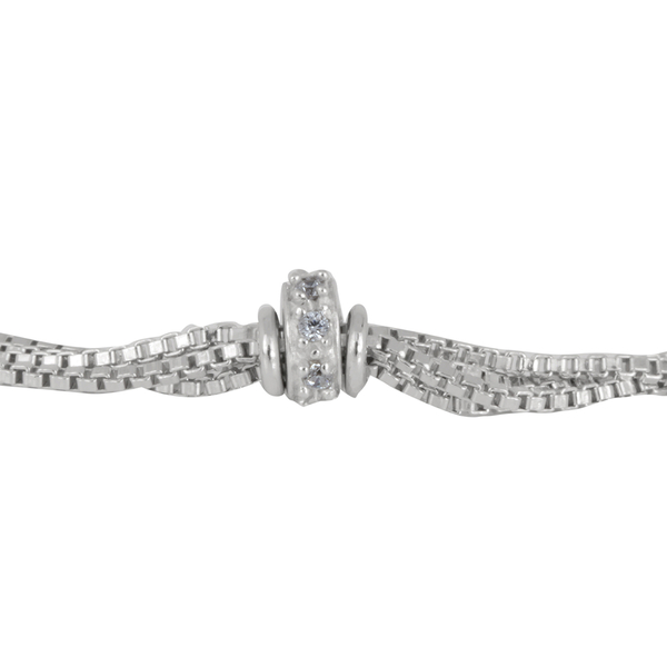 Close Out Deal Rhodium Plated Sterling Silver Bracelet (Size 7.5), Silver wt 3.56 Gms.