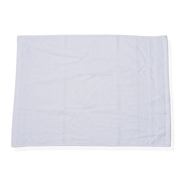 Set of 4 - White Colour Bamboo Cotton Towels - 1 Bath Towel (Size 130x65 Cm), 2 Face Cloths (Size 65x50 Cm) and 1 Hand Towel