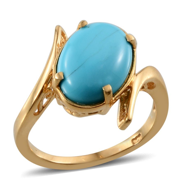 4.25 Ct Sleeping Beauty Turquoise Solitaire Ring in 14K Gold Plated Sterling Silver