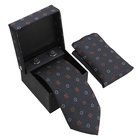 3 Piece Set - Tie, Cufflink, Pocket Square in a Gift Box - Black (Size Tie: 150x8 cm; Pocket Square: