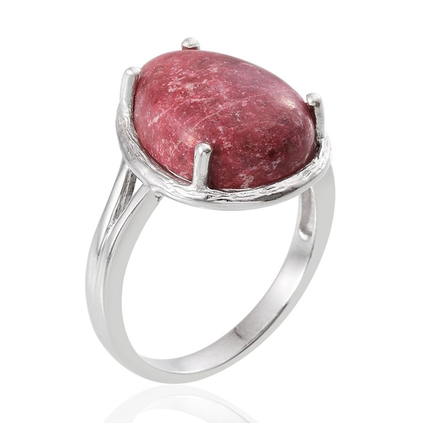 Norwegian Thulite (Pear) Ring in Platinum Overlay Sterling Silver 12.000 Ct.