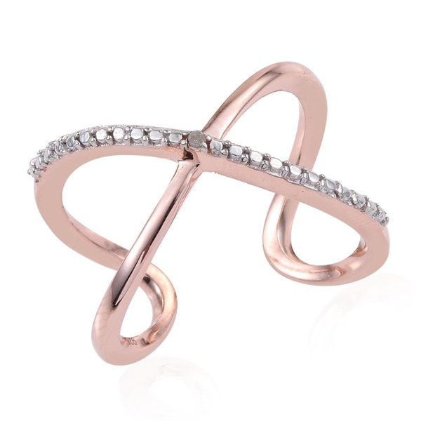 Diamond (Rnd) Criss Cross Ring in Rose Gold Overlay Sterling Silver